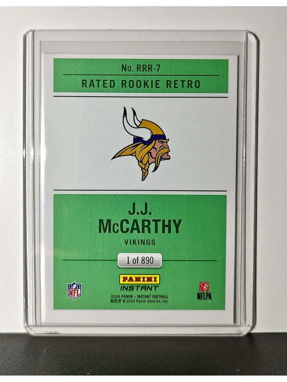 J.J. McCarthy Rookie 2024 Panini Rated Rookie Retro NFL #7 Vikings 1 of 890